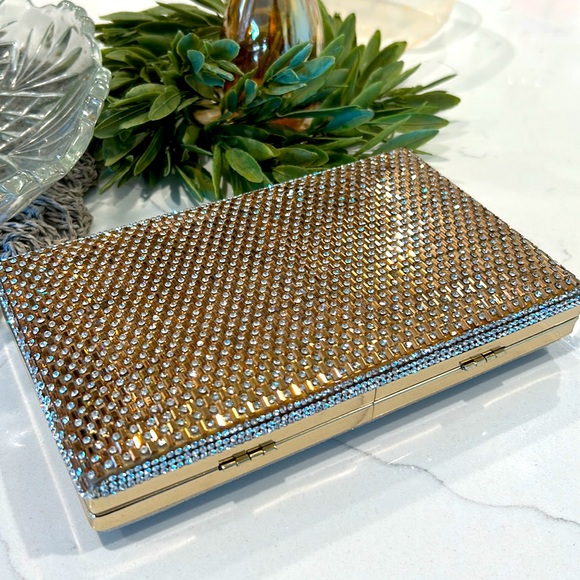 Formal Metallic Gold Box Clutch - Picture 1 of 12